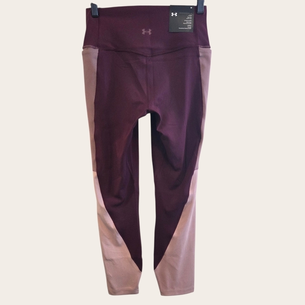 NWT Under Armour High Rise Ankle Crop Leggings M Burgundy Pink $95 - Picture 4 of 7